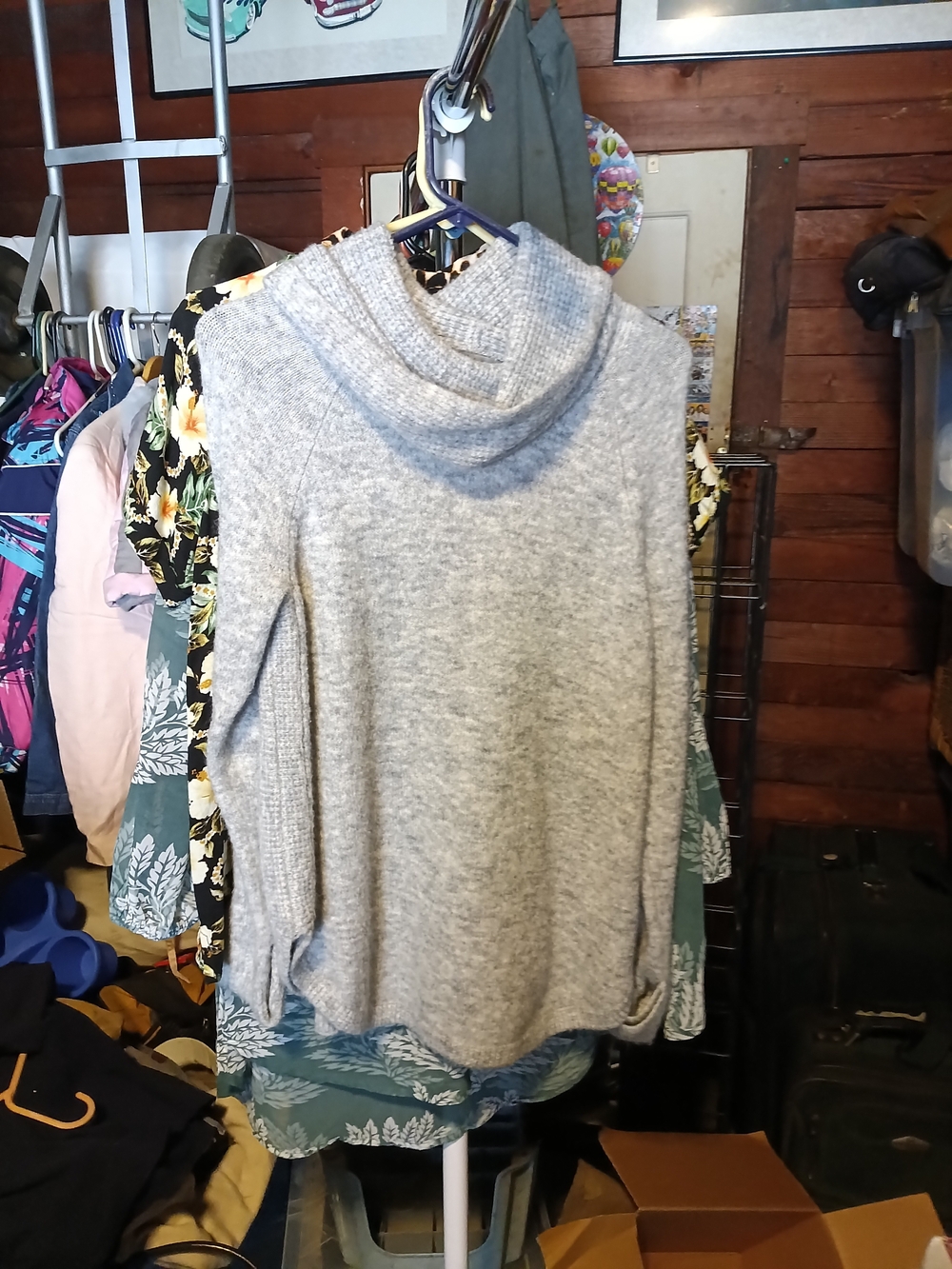 Style & Co. Gray Cowl Neck Sweater